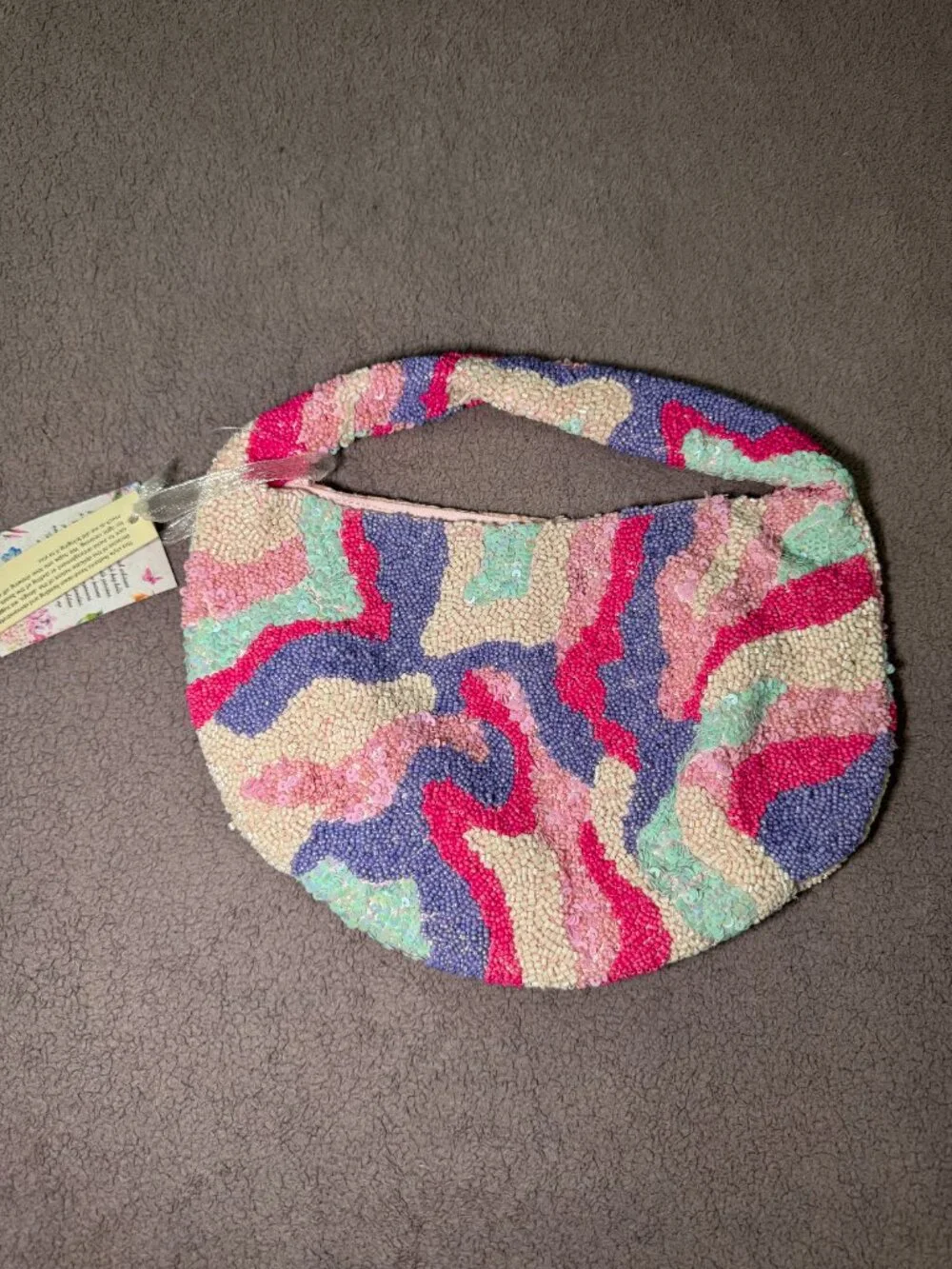 Viral Pink made in India Swirl Beaded Bag